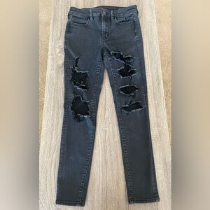 American Eagle Outfitters Black Distressed Skinny Jeans